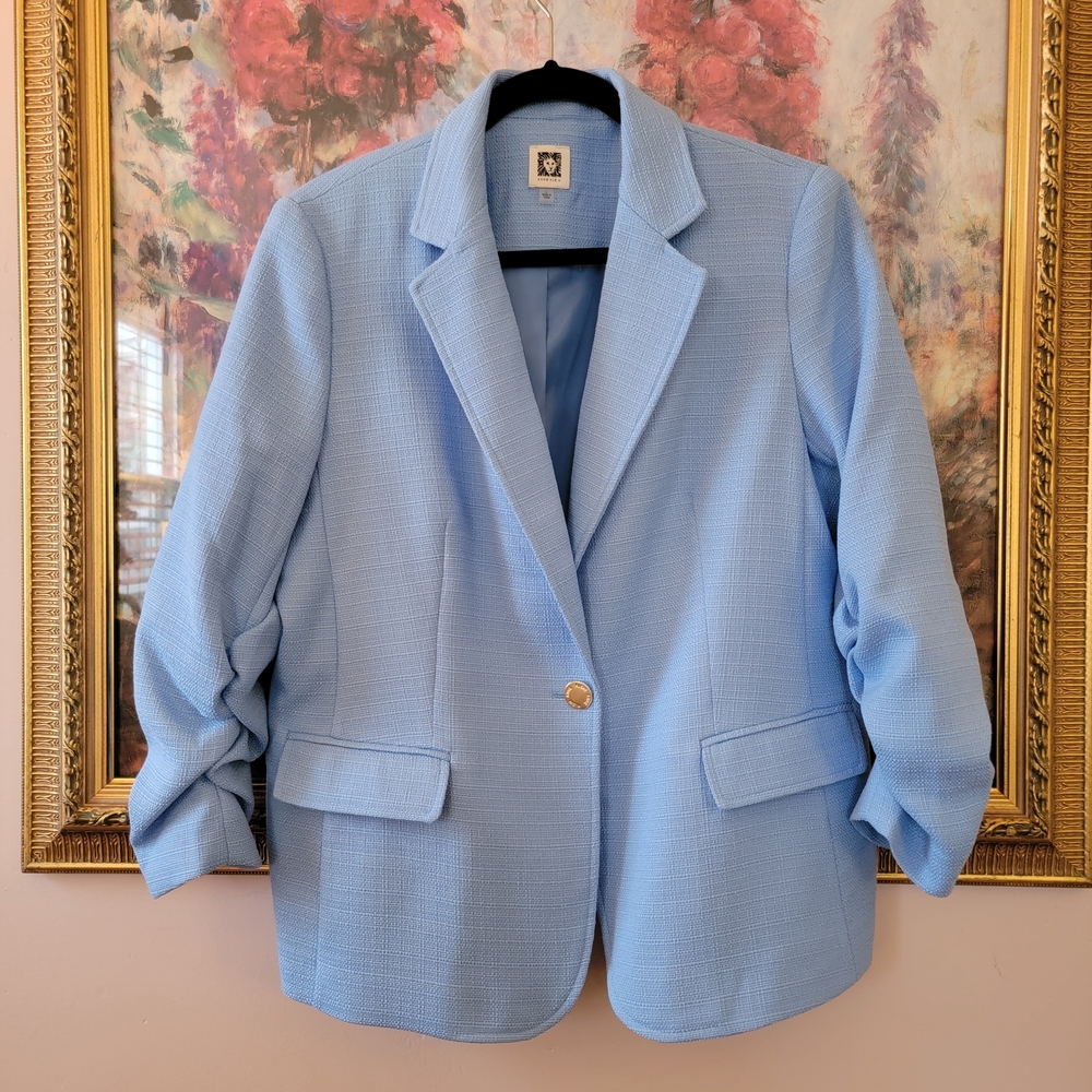 Anne Klein Sky Blue Blazer with Gold Accent